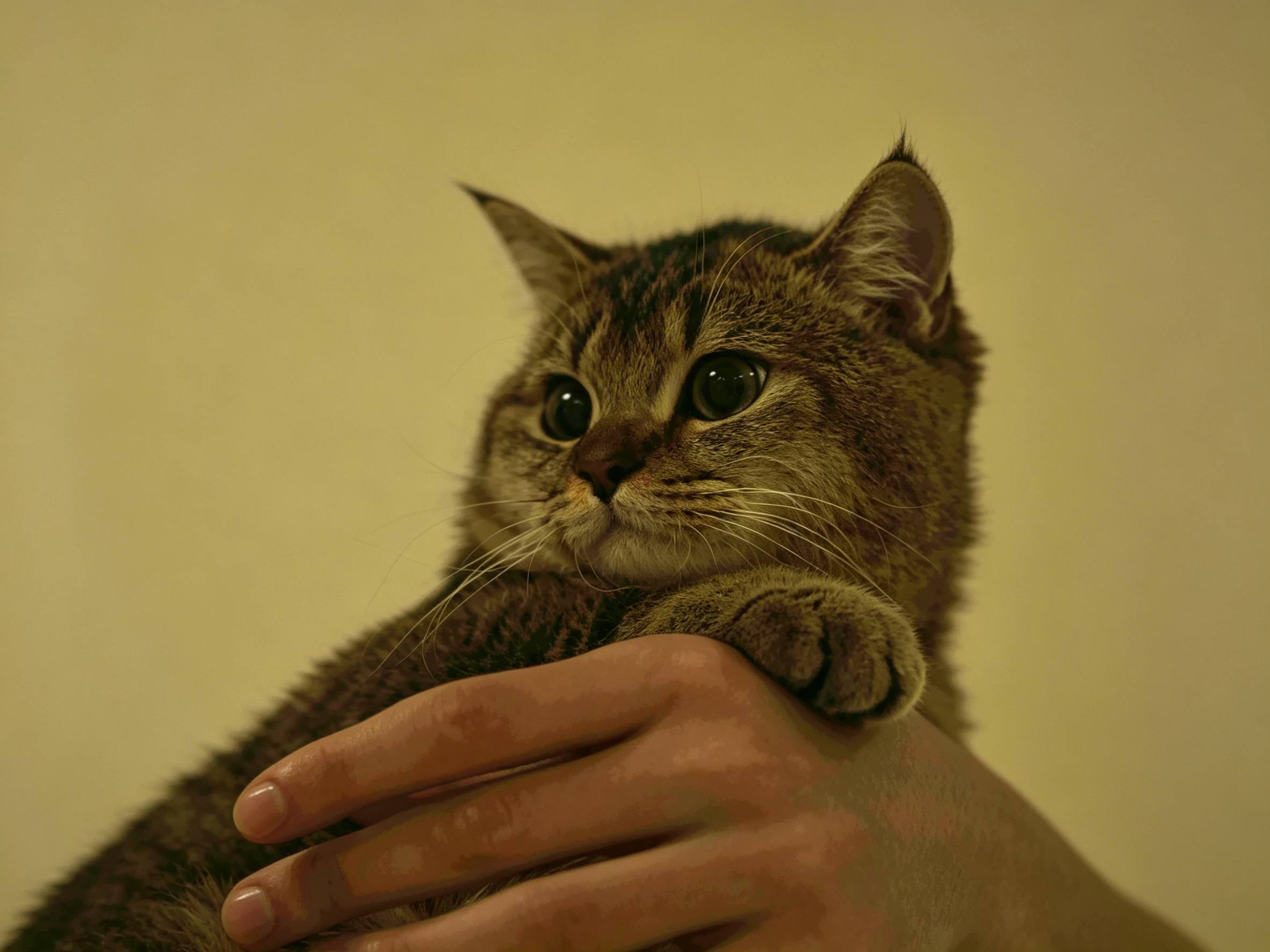 Tabby kitten with big green eyes