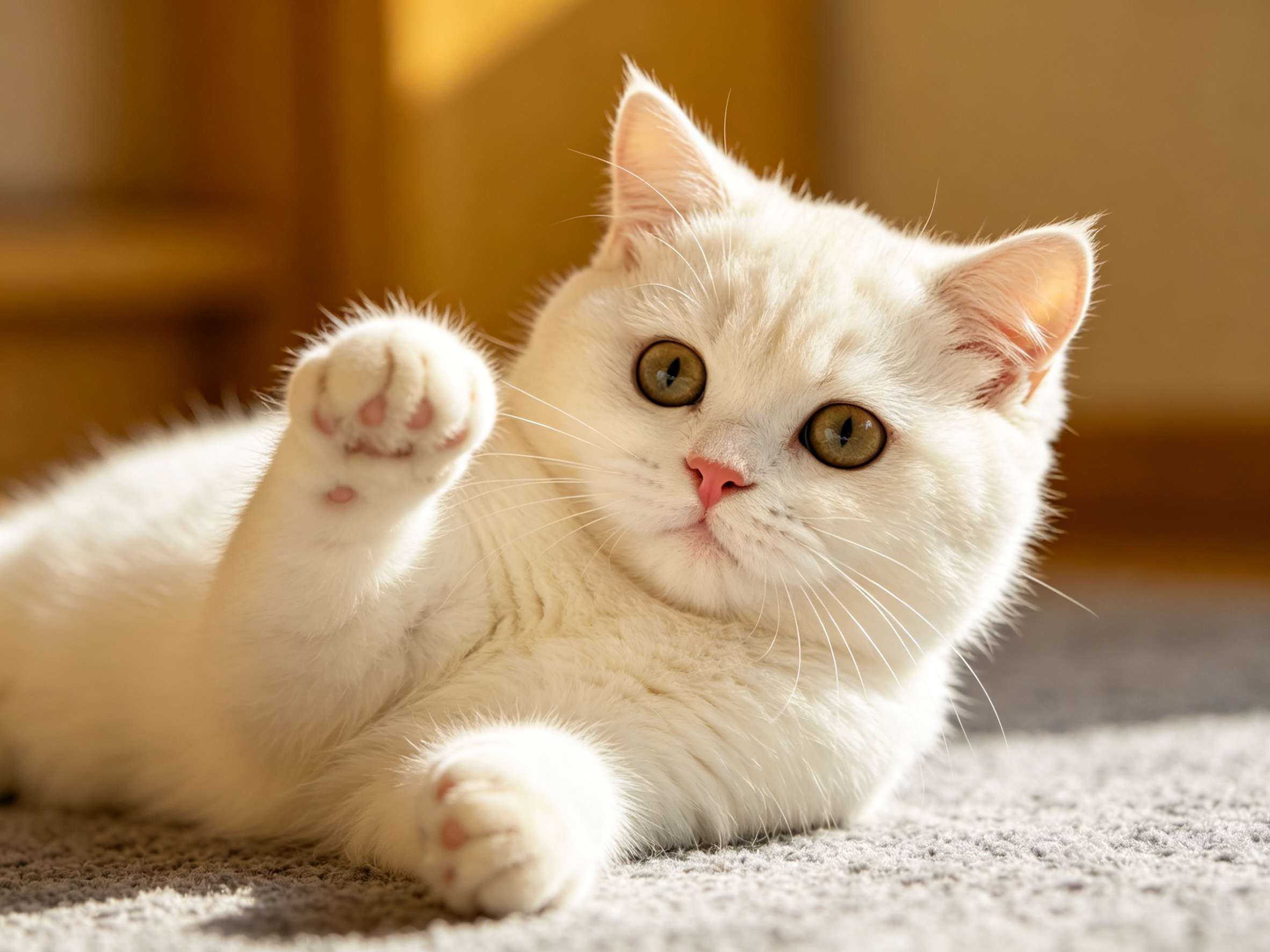 Cute real cat with gentle expression in natural lightCute real cat with gentle expression in natural light