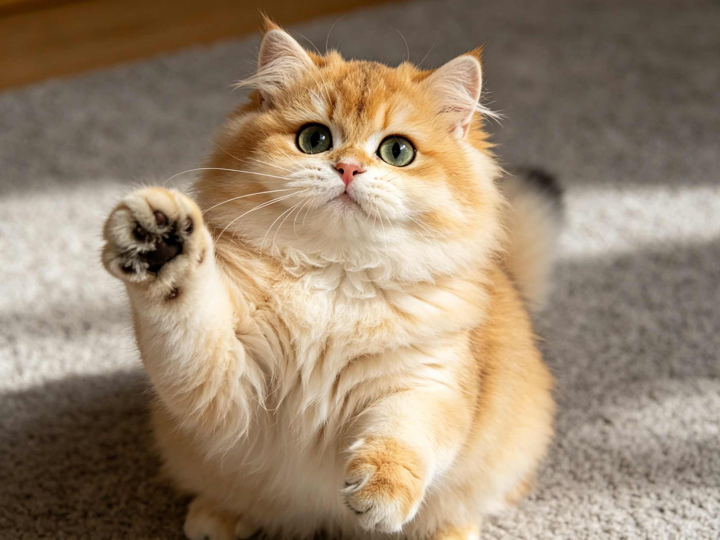 Sweet domestic cat looking calm and lovely at home